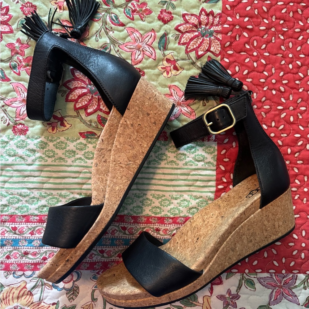 UGG Zoe Wedge Sandals with Tassel Detail
